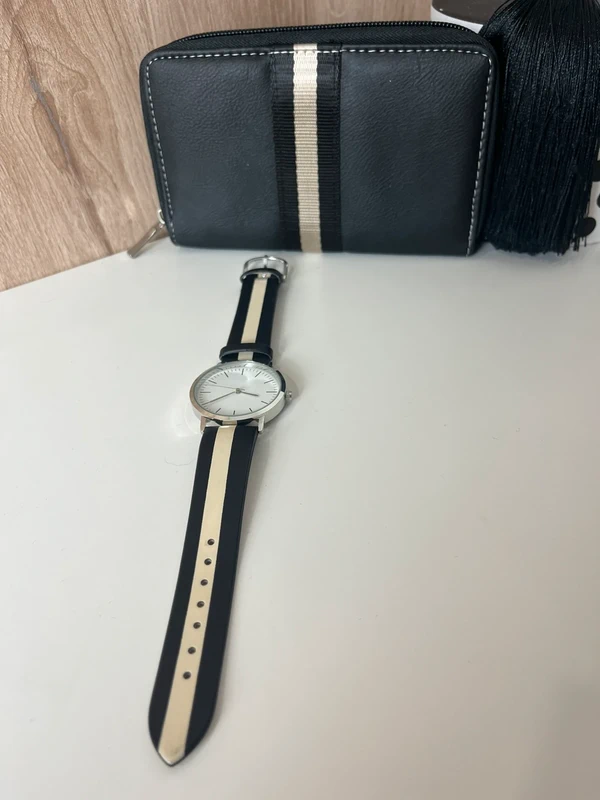 Set – černé hodinky + peněženka